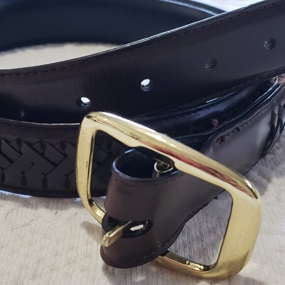 ENRO Genuine Italian Leather Mens Belt Black 40" Vintage 1040B Gold Metal - Picture 1 of 6